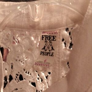 FINAL PRICE Free People Ivory/White Lace Blouse with Black Trim Size Small